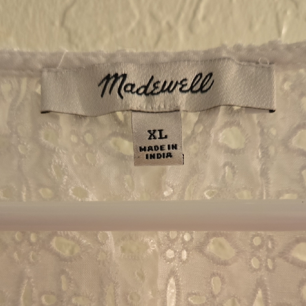 Madewell Ivory Eyelet V-Neck Blouse - Picture 2 of 3